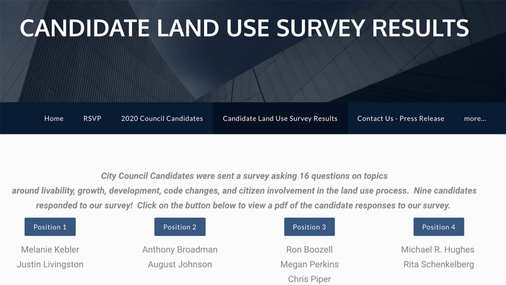 Candidate Land Use Survey Results
